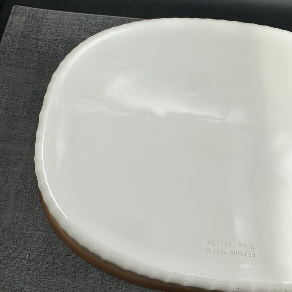Vtg Corning Ware Oval Casserole F-4-B 2.5L French White Brown Ombre Ribbed - Picture 12 of 16